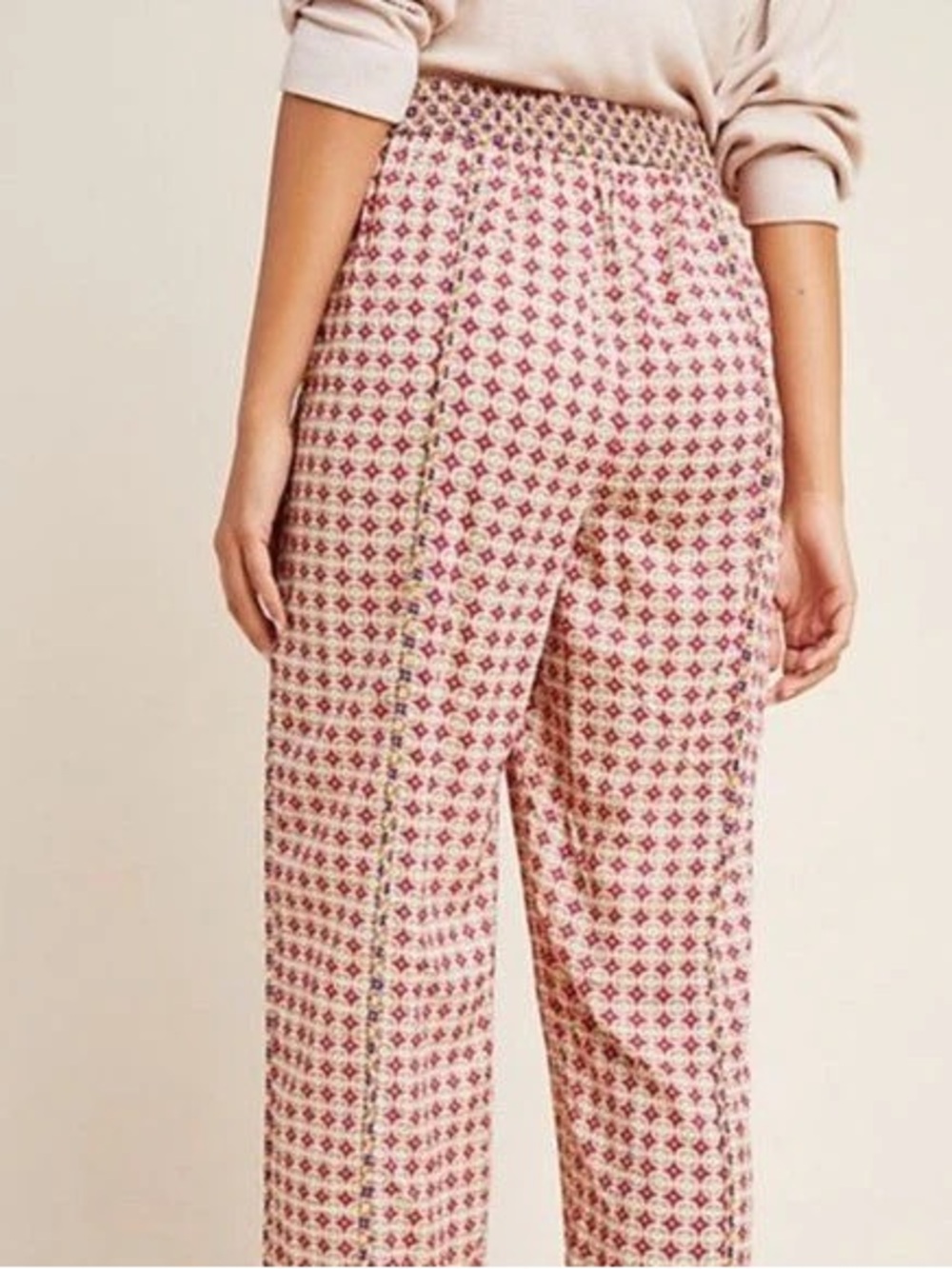 Anthropologie Doria Geometric Printed Wide-Leg Lounge Pants Large - Picture 2 of 9